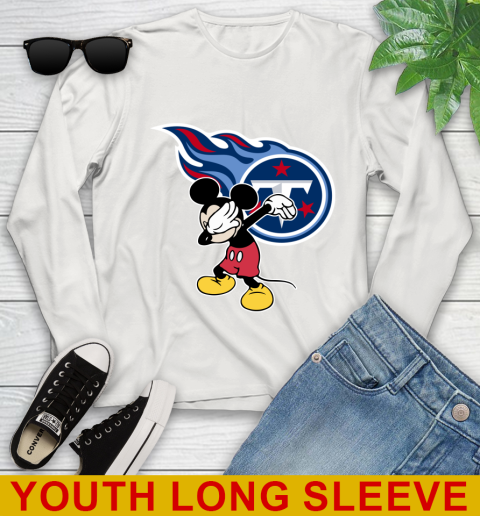 Tennessee Titans NFL Football Dabbing Mickey Disney Sports Youth Long Sleeve 12