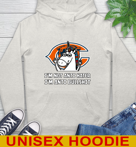 Chicago Bears NFL Football Unicorn I'm Not Anti Hater I'm Anti Bullshit Hoodie 12