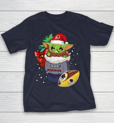 Washington Redskins Christmas Baby Yoda Star Wars Funny Happy NFL Youth T-Shirt 4