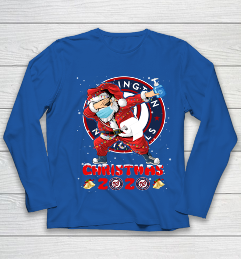 Washington Nationals Funny Santa Claus Dabbing Christmas 2020 MLB Youth Long Sleeve 7
