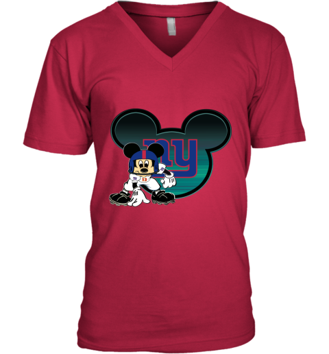 NFL New York Giants Mickey Mouse Disney Football T Shirt t3llp5ssmwx v neck unisex 8 95 151514 front cherry red