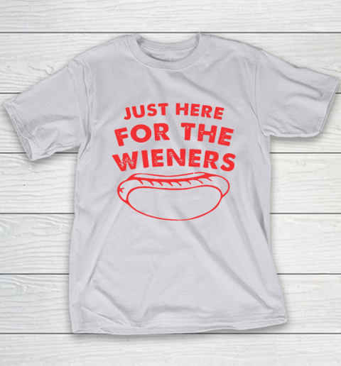 Just Here For The Wieners Funny 4th Of July Youth T-Shirt 3