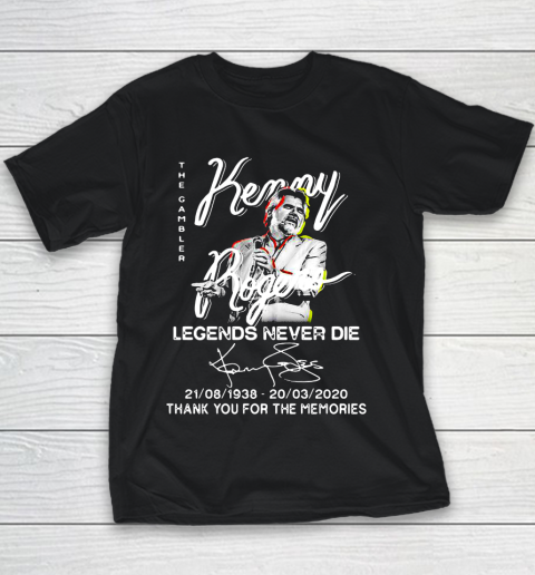 The gambler Kenny Legends Never Die 1938 2020 thank you for the memories signatures Youth T-Shirt