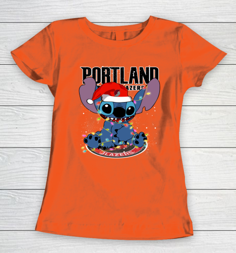 Portland Trail Blazers NBA noel stitch Basketball Christmas Women's T-Shirt 2