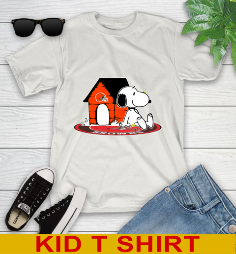 NFL Football Cleveland Browns Snoopy The Peanuts Movie Shirt Youth T-Shirt 12