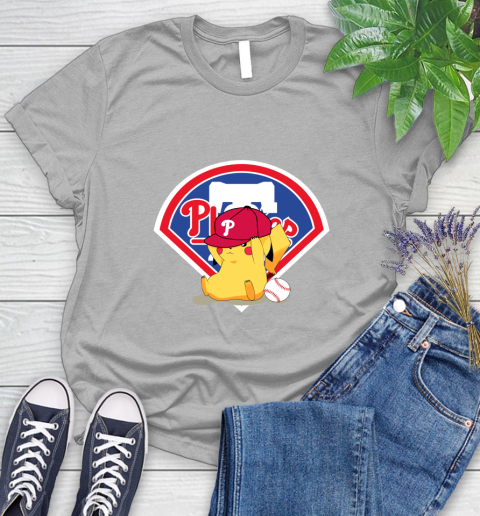 MLB Pikachu Baseball Sports Philadelphia Phillies Women's T-Shirt 5