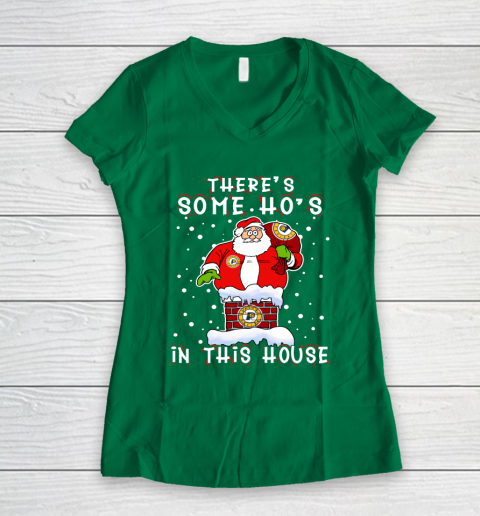 Indiana Pacers Christmas There Is Some Hos In This House Santa Stuck In The Chimney NBA Women's V-Neck T-Shirt 3