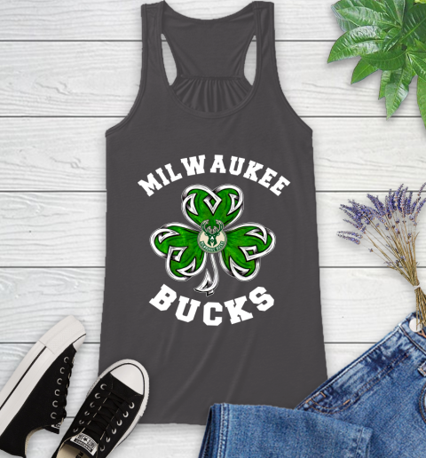 NBA Milwaukee Bucks Three Leaf Clover St Patrick's Day Basketball Sports Racerback Tank 11