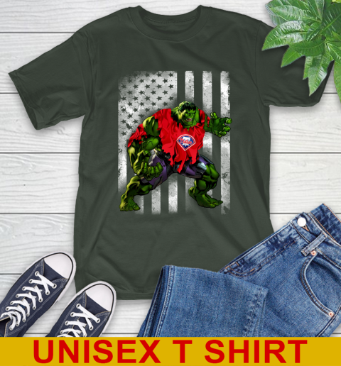 Philadelphia Phillies Hulk Marvel Avengers MLB Baseball American Flag T-Shirt 6