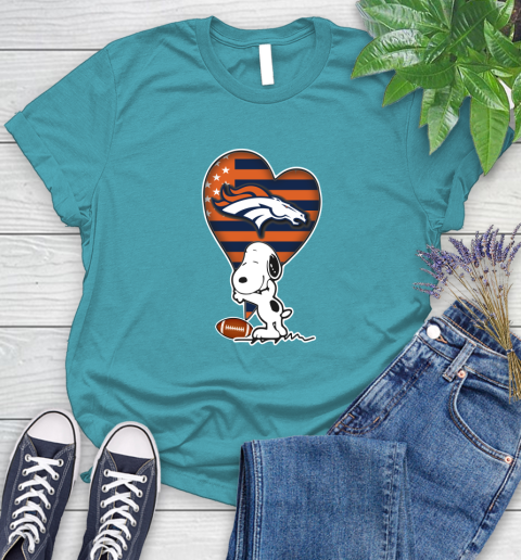 Denver Broncos NFL Football The Peanuts Movie Adorable Snoopy Women's T-Shirt 12