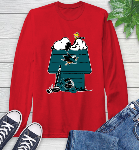 San Jose Sharks NHL Hockey Snoopy Woodstock The Peanuts Movie Long Sleeve T-Shirt 10
