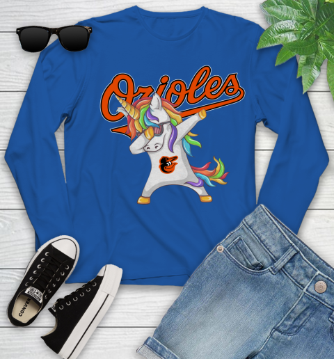 Baltimore Orioles MLB Baseball Funny Unicorn Dabbing Sports Youth Long Sleeve 9