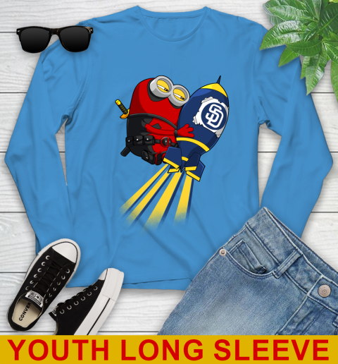MLB Baseball San Diego Padres Deadpool Minion Marvel Shirt Youth Long Sleeve 8