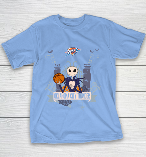 NBA Oklahoma City Thunder Basketball Jack Skellington Halloween Youth T-Shirt 8