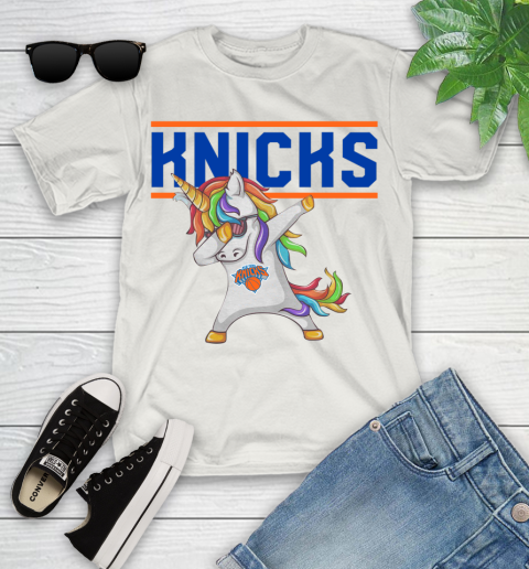 New York Knicks NBA Basketball Funny Unicorn Dabbing Sports Youth T-Shirt 12