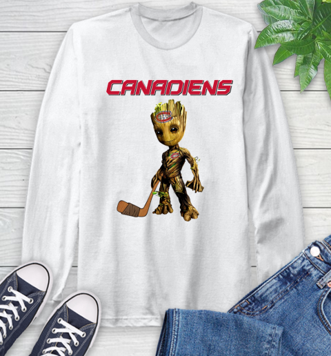 Montreal Canadiens NHL Hockey Groot Marvel Guardians Of The Galaxy Long Sleeve T-Shirt