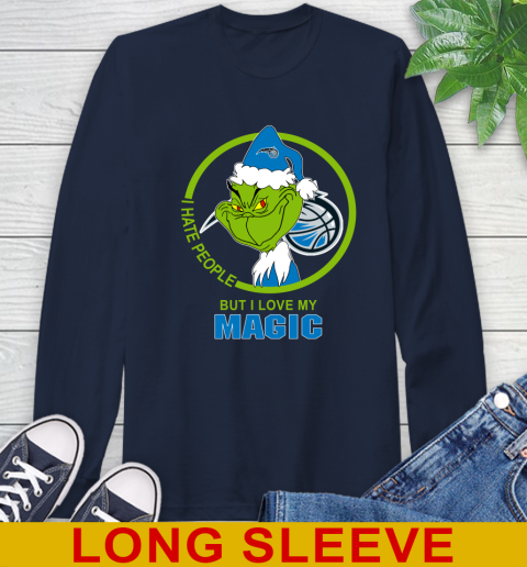 Orlando Magic NBA Christmas Grinch I Hate People But I Love My Favorite Basketball Team Long Sleeve T-Shirt 4
