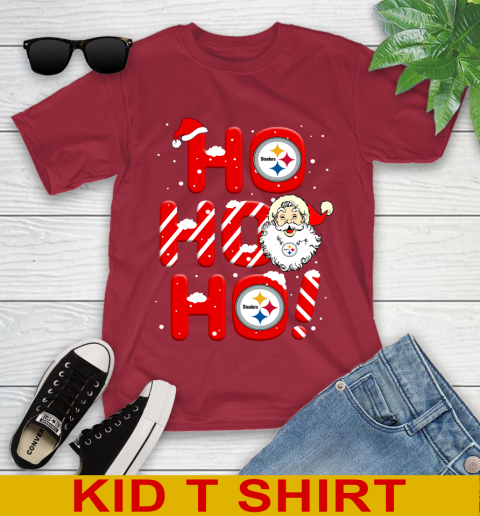 Pittsburgh Steelers NFL Football Ho Ho Ho Santa Claus Merry Christmas Shirt Youth T-Shirt 12