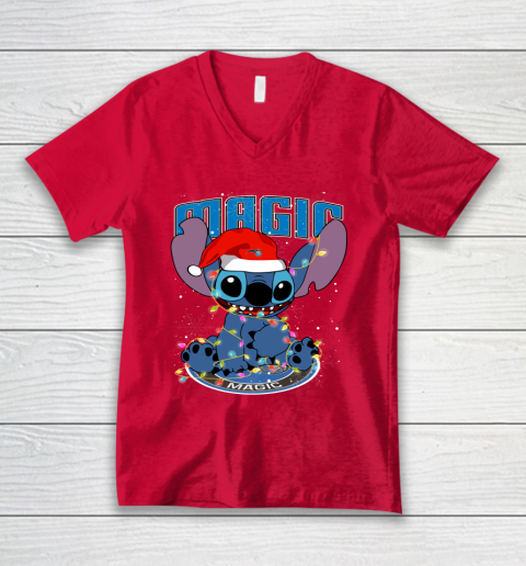 Orlando Magic NBA noel stitch Basketball Christmas V-Neck T-Shirt 3