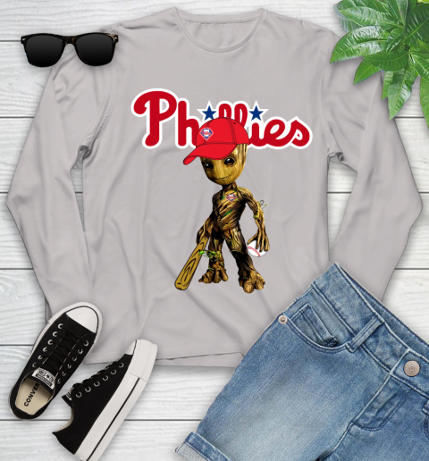 MLB Philadelphia Phillies Groot Guardians Of The Galaxy Baseball Youth Long Sleeve 12