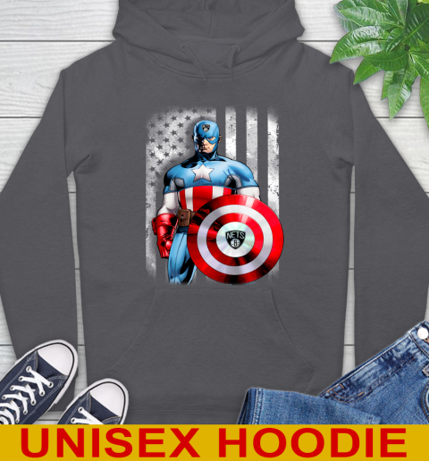 Brooklyn Nets NBA Basketball Captain America Marvel Avengers American Flag Shirt Hoodie 7