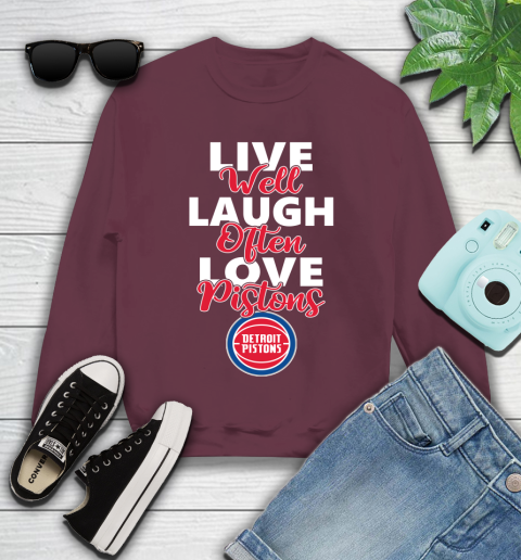 NBA Basketball Detroit Pistons Live Well Laugh Often Love Shirt Youth Sweatshirt 3