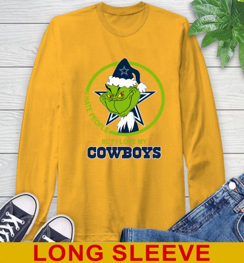 Dallas Cowboys NFL Christmas Grinch I Hate People But I Love My Favorite Football Team Long Sleeve T-Shirt 3