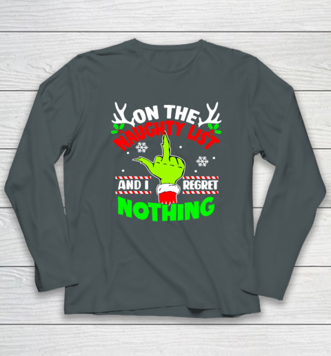 Funny On The List Of Naughty And I Regret Nothing Christmas Long Sleeve T-Shirt 3