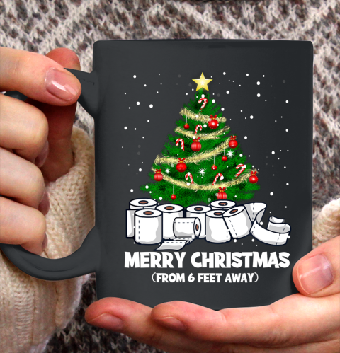 Funny Christmas Tree Santa Quarantine Social Distance Gift Ceramic Mug 11oz