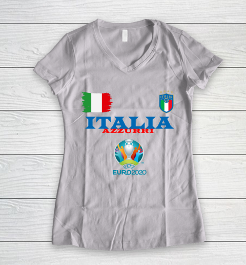 Italia Azzurri Euro 2020 Flag Women's V-Neck T-Shirt