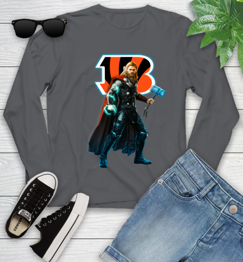 NFL Thor Avengers Endgame Football Cincinnati Bengals Youth Long Sleeve 8
