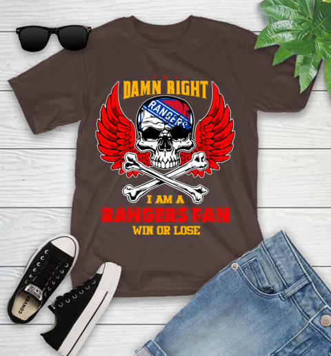 NHL Damn Right I Am A New York Rangers Win Or Lose Skull Hockey Sports Youth T-Shirt 7