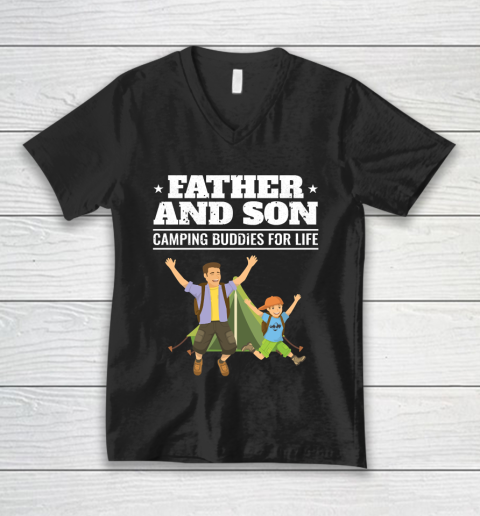 Father's Day Funny Gift Ideas Apparel  Camping Father and Son Dad Father T Shirt V-Neck T-Shirt