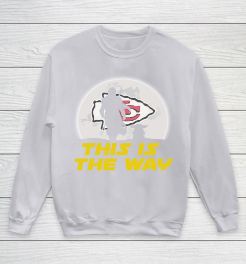 Kansas City Chiefs NFL Football Star Wars Yoda And Mandalorian This Is The Way Youth Sweatshirt 3