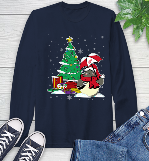 Detroit Red Wings NHL Hockey Cute Tonari No Totoro Christmas Sports Long Sleeve T-Shirt 3