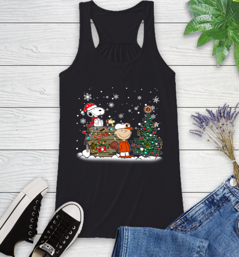 MLB Baltimore Orioles Snoopy Charlie Brown Christmas Baseball Commissioner's Trophy Racerback Tank