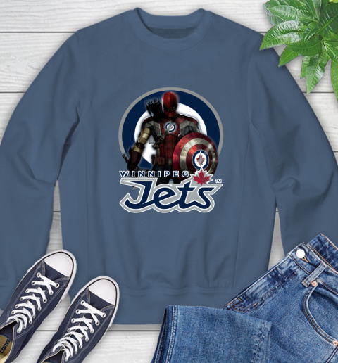 NHL Captain America Thor Spider Man Hawkeye Avengers Endgame Hockey Winnipeg Jets Sweatshirt 7