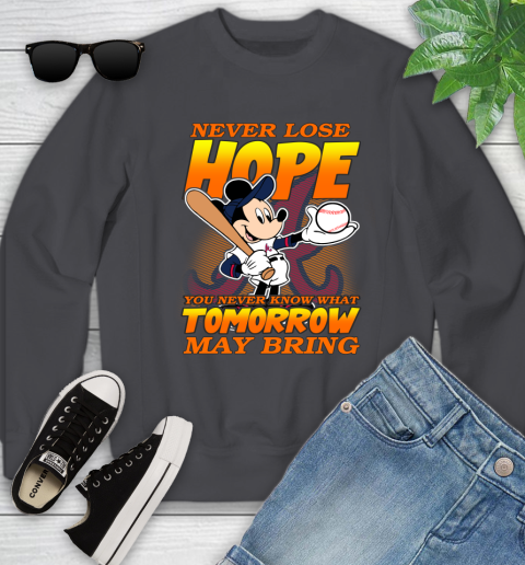 Atlanta Braves MLB Baseball Mickey Disney Never Lose Hope Youth Sweatshirt 5