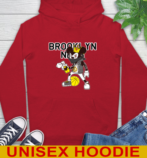 Brooklyn Nets NBA Basketball Mickey Peace Sign Sports Hoodie 10