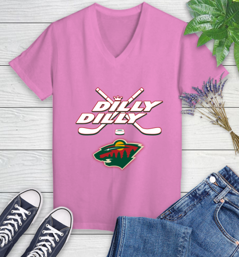 NHL Minnesota Wild Dilly Dilly Hockey Sports Women's V-Neck T-Shirt 14