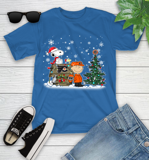 NHL Philadelphia Flyers Snoopy Charlie Brown Woodstock Christmas Stanley Cup Hockey Youth T-Shirt 12