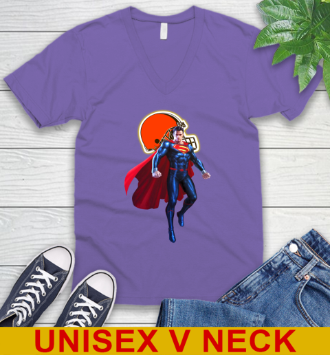 NFL Superman DC Sports Football Cleveland Browns V-Neck T-Shirt 9