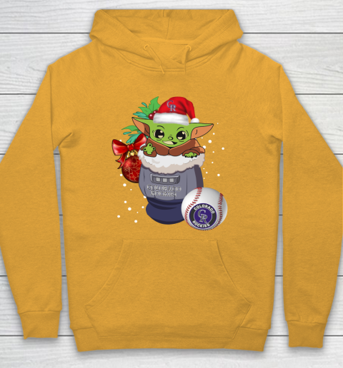 Colorado Rockies Christmas Baby Yoda Star Wars Funny Happy MLB Hoodie 3