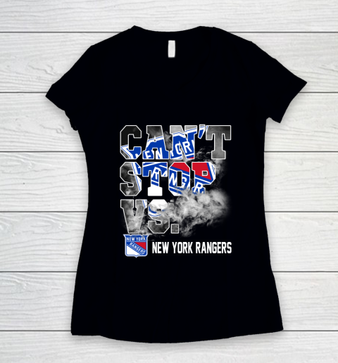 NHL New York Rangers Hockey Can't Stop Vs Women's V-Neck T-Shirt