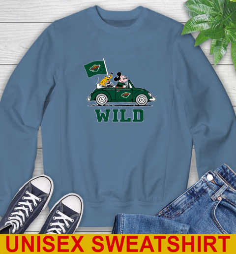 NHL Hockey Minnesota Wild Pluto Mickey Driving Disney Shirt Sweatshirt 8