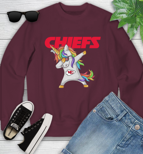 Kansas City Chiefs NFL Football Funny Unicorn Dabbing Sports Youth Sweatshirt 5