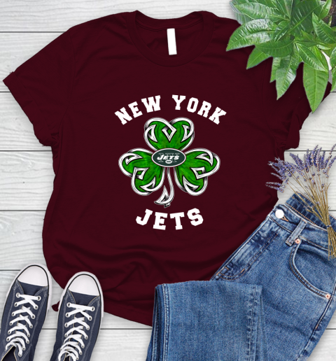 NFL New York Jets Three Leaf Clover St Patrick's Day Football Sports Women's T-Shirt 7