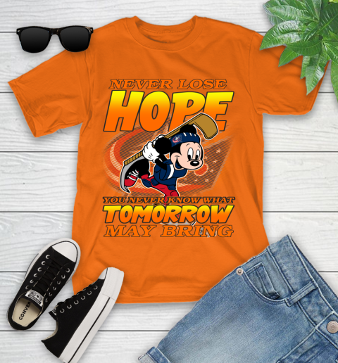 Columbus Blue Jackets NHL Hockey ootball Mickey Disney Never Lose Hope Youth T-Shirt 9
