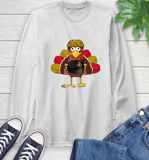 Ottawa Senators Turkey Thanksgiving Day Long Sleeve T-Shirt