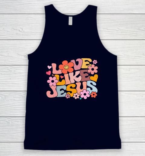 Love Like Jesus Christian Bible Verse Trendy Floral Heart Tank Top 2